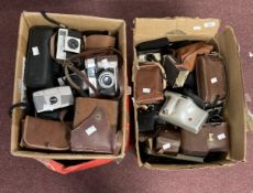Cameras/Photographic Equipment: Three boxes containing many items including box Brownies, Agfa