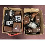 Cameras/Photographic Equipment: Three boxes containing many items including box Brownies, Agfa