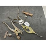 19th cent. Patent corkscrew plus three others and a bottle opener. (5)