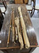 Angling/Fishing Equipment: Fishing rods, an unsigned 9ft three piece split cane fly fishing rod in