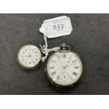 Watches: Fob watch hallmarked silver case Birmingham 1885, Waltham movement, key wind, enamelled
