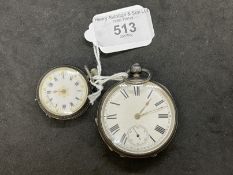 Watches: Fob watch hallmarked silver case Birmingham 1885, Waltham movement, key wind, enamelled