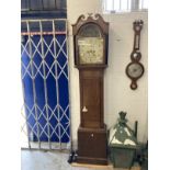 Clocks: 19th cent. Oak Wiltshire 8 day longcase clock, the 17½ins. arch dial with Adam and Eve