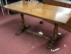 20th cent. Oak refectory table turned supports, central stretcher. 60ins. x 29ins. x 29½ins.