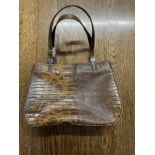 Fashion/Handbags: Kurt Geiger brown skin handbag, brown suede lining, zip compartment, gilt label to