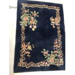 Carpets & Rugs: Chinese hand wash blue ground, floral decoration in reds, greens, ivories and