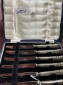 Hallmarked Silver: Dessert knives x 6, boxed with Dubarry pattern handles, hallmarked Sheffield