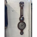 Scientific Instruments: 19th cent. Rosewood banjo barometer signed J. Moretti. Dial 8ins. Height