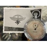 Third Reich/Militaria: Rare National Socialist Flyers Corps stopwatch engraved on reverse N.S.F.K