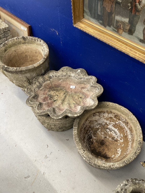 Garden Stoneware: Mixed lot of four concrete pots. (4)