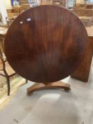 19th cent. Figured mahogany breakfast table on single pedestal support. 46ins.