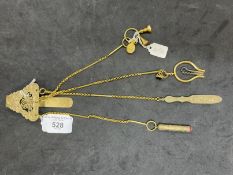 Corkscrews/Wine Collectables: Silver, gilt and gold Chatelaine, monogrammed belt hook, the 4 hangers