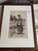 Frederick Albert Slocombe (1847-1920): Etching, ladies working in the field, framed and glazed,