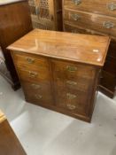 20th cent. Mahogany cabinet, cupboard door to one side, two drawers to the other, brass handles,