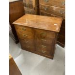 20th cent. Mahogany cabinet, cupboard door to one side, two drawers to the other, brass handles,