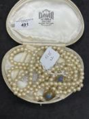 Necklet double row of 7.5mm cultured pearls (99) in each row with two 9ct spacers each set with an