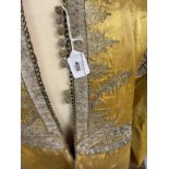 19th cent. Oriental/Asian silk coat, cotton lined yellow ground with exquisite gold and silver
