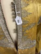 19th cent. Oriental/Asian silk coat, cotton lined yellow ground with exquisite gold and silver