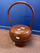 Late 19th/early 20th cent. Chinese lacquer wedding basket, plus a faux wickerwork example with