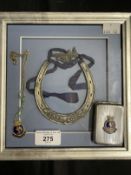 Militaria/Royal Navy: H.M.S. Rodney sweetheart pendant, Vesta case and good luck horseshoe,