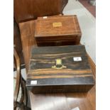 19th cent. Coromandel writing box. 12ins. x 5ins. x 9ins. Plus one other. (2)