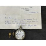 Watches/Railwayania: Pocket watch engraved to the reverse G.W.R.O. 394 with paperwork dated 1967