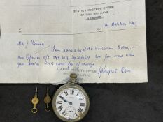 Watches/Railwayania: Pocket watch engraved to the reverse G.W.R.O. 394 with paperwork dated 1967