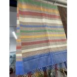 19th cent. Silk stole multicoloured Regency stripe of various width bands, silk fringe to both ends.