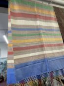 19th cent. Silk stole multicoloured Regency stripe of various width bands, silk fringe to both ends.