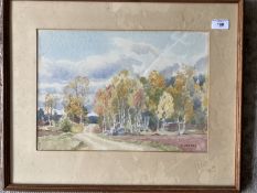 Carl (Karl) Felkel (1896-1980): Watercolour on paper, 1949 'Autumn in Delsbo Sweden', signed