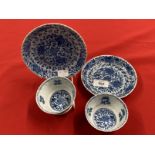 Chinese: K'ang-hsi period (Kang-Xi) tea bowl and saucer, blue and white floral pattern (