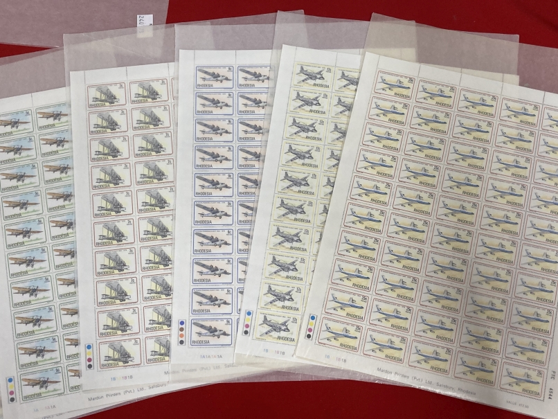 Stamps: Commonwealth, Rhodesia, history f flight 1978, SG570 - SG575, mint unhinged, six sheets of - Bild 2 aus 3