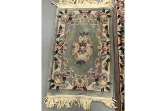 Carpets & Rugs: Chinese hand washed runner, mauve ground, floral decoration in reds, blues, greens - Image 3 of 3