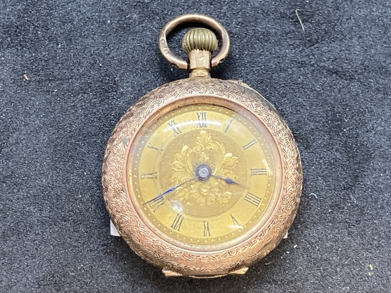 Clocks & Watches: Early 20th cent. Stem wound small gold fob watch, London import mark, 12ct grade - Image 6 of 6