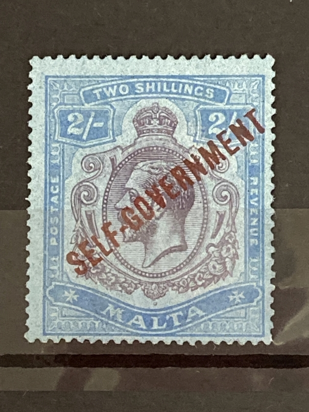 Stamps: 19th and early 20th cent. Malta 1922 SG111 2/- purple and blue Self Government mint, never - Bild 2 aus 4