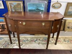 Early 19th cent. Mahogany bow fronted sideboard with fruitwood inlay, two drawers flanked by two