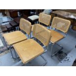 Retro Design: After Marcel Breur/Cesca style chairs with cane seats and backs and tubular metal