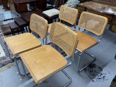 Retro Design: After Marcel Breur/Cesca style chairs with cane seats and backs and tubular metal