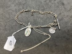 Jewellery Hallmarked jewellery in the form of a watch Albert plus a white metal pendant and chain,
