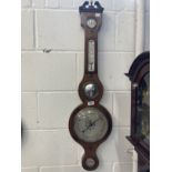 Scientific Instruments: 19th cent. Rosewood banjo barometer signed J. Moretti. Dial 8ins. Height