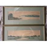 J. Russell 1903: Watercolours, a landscape and sailing boats, signed J.Russell, framed and glazed, a