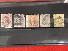 Stamps: GB surface printed 1857 SG66 4d rose - carmine WM 17. 1856, SG70, 6d lilac WM 20b