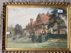Harry Sutton Palmer: Watercolour, timber framed manor house and garden, signed lower left, framed