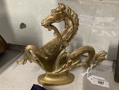 Metalware: Venetian gondola Brass horse ornament. 7ins. x 8ins.