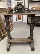 19th cent. Oak heavily carved Gothic fire screen. 28ins. x 40ins.