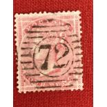 Stamps: GB surface printed believed to be 1855 SG62, watermark 15 Small Garter, 4d carmine on