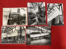 Third Reich/Photographs: Rare collection of five period press photographs of The Launch of The