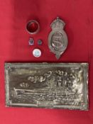 Militaria/Royal Navy: H.M.S. King George V brass bas-relief souvenir. 12ins. H.M.S. Ark Royal mother