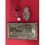 Militaria/Royal Navy: H.M.S. King George V brass bas-relief souvenir. 12ins. H.M.S. Ark Royal mother