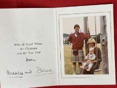 Royal Memorabilia: Prince Charles and Lady Diana Spencer 1983 signed Christmas card with a